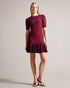 JOSAFEE-Dresses-When knitwear and glamour collide, you get JOSAFEE. This perfectly tailored mini dress boasts a figure hugging silhouette with a pleated hemline that ensures you'll look and feel fabulous in any setting, from a lunch date to a weekend exploring the city. Knitted mini dress Fit and flare silhouette Pleated hem Crew neck Half length sleeves Exposed zip fastening Ribbed waistband Jara is 5'10.5" / 1.79m and wears Dark Red in a Ted size 1 Feminine detailsA flirty pleated hem adds an interesting